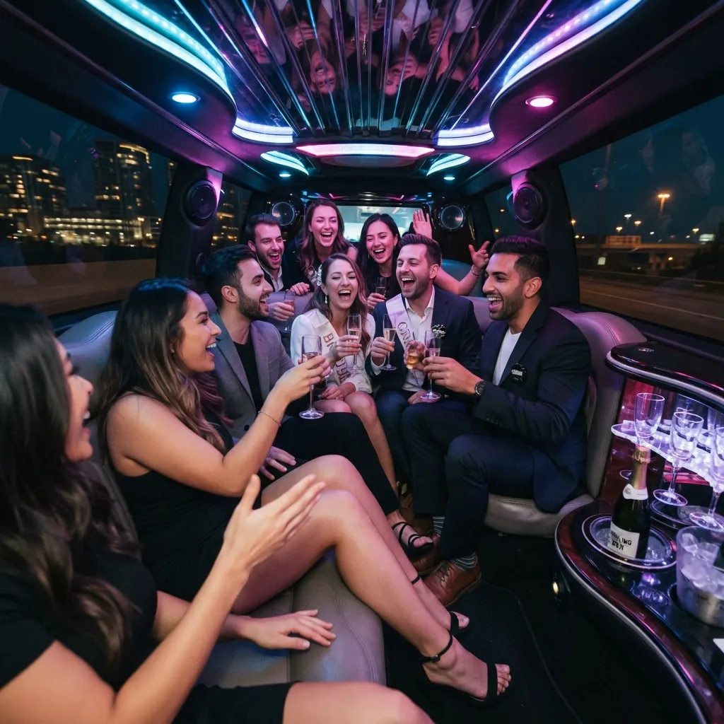 Bachelor & bachelorette party limousine service Vaughan interior luxury celebration ride