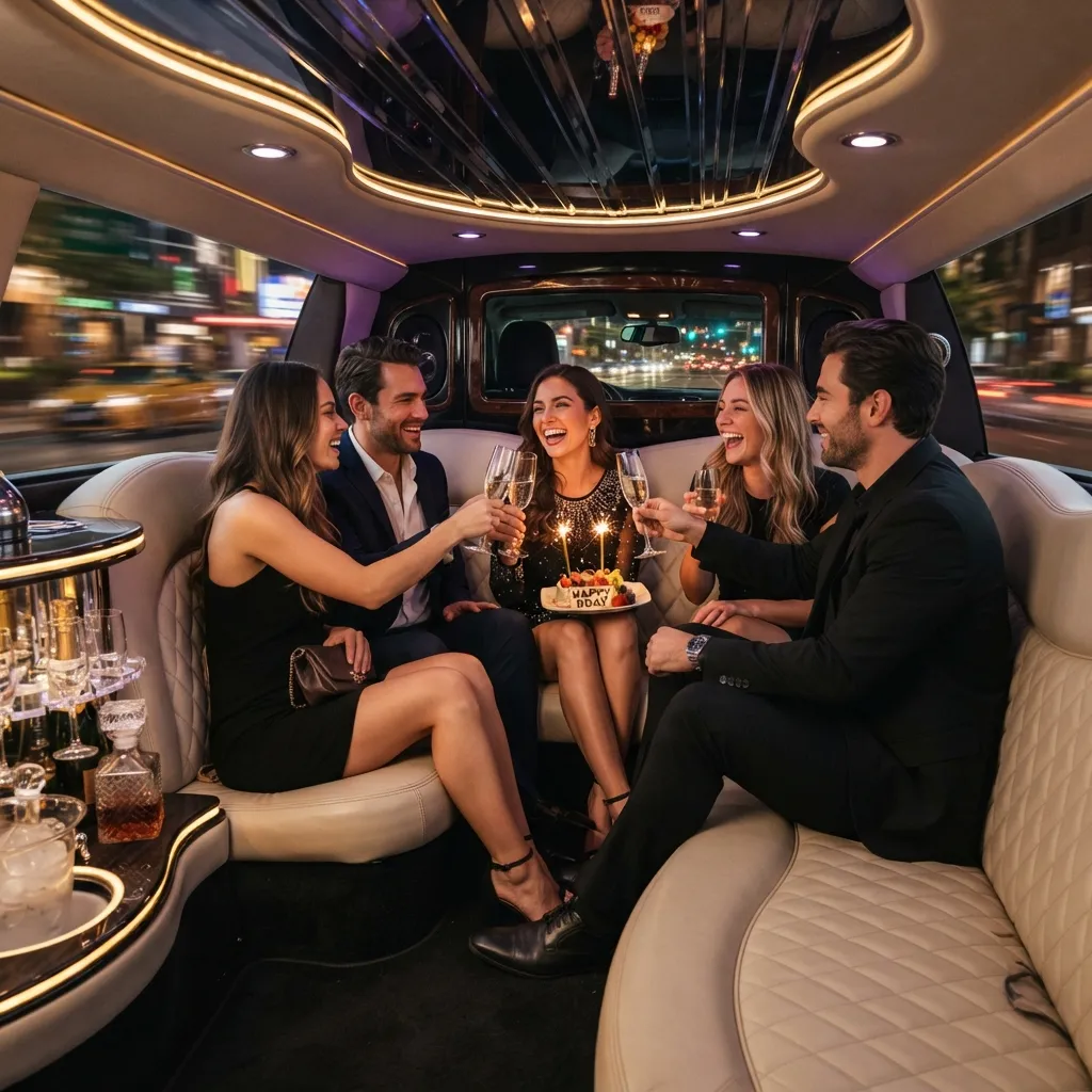 Birthday limousine service Vaughan interior luxury ride celebration experience