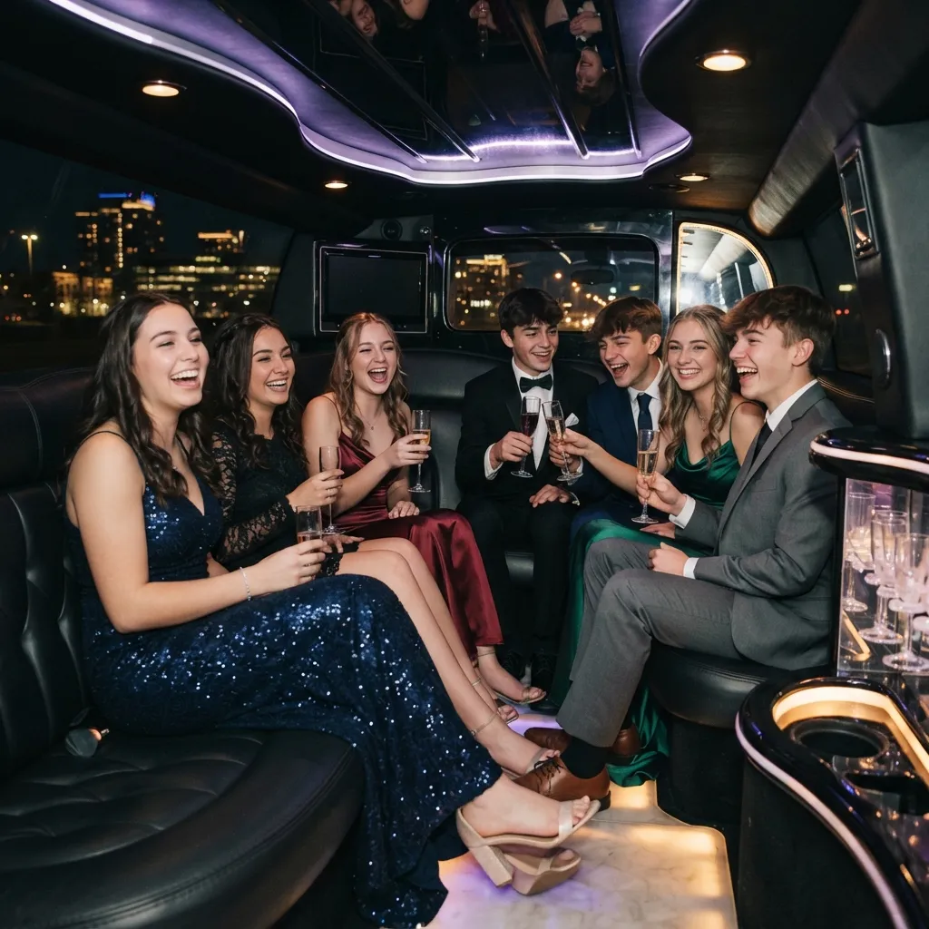 Prom limousine service Vaughan interior luxury ride prom celebration group